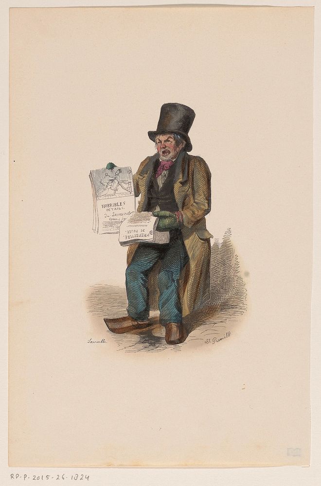 Krantenverkoper (c. 1825 - c. 1875) by Laireille and Jean Ignace Isidore Gérard Grandville