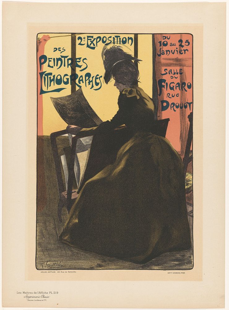 Advertentie voor de tweede expositie van de Peintres Lithographes in de Salle du Figaro (1895 - 1900) by anonymous, Fernand…