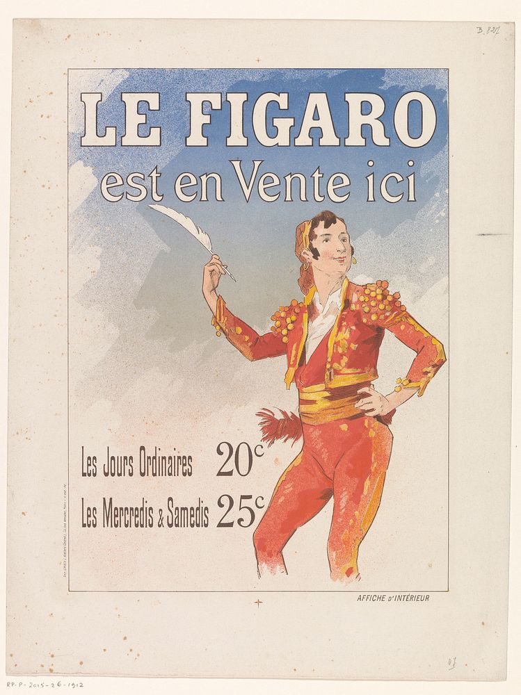 Reclamebiljet voor Le Figaro (1885) by Jules Chéret, Jules Chéret and Edmond Chaix