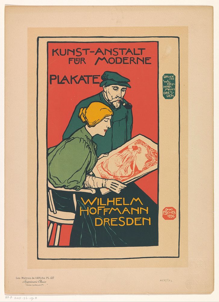 Advertentie voor de Kunst-Anstalt für Moderne Plakate (1895 - 1900) by anonymous, Otto Fischer 1870 1947, Lorilleux, Edmond…