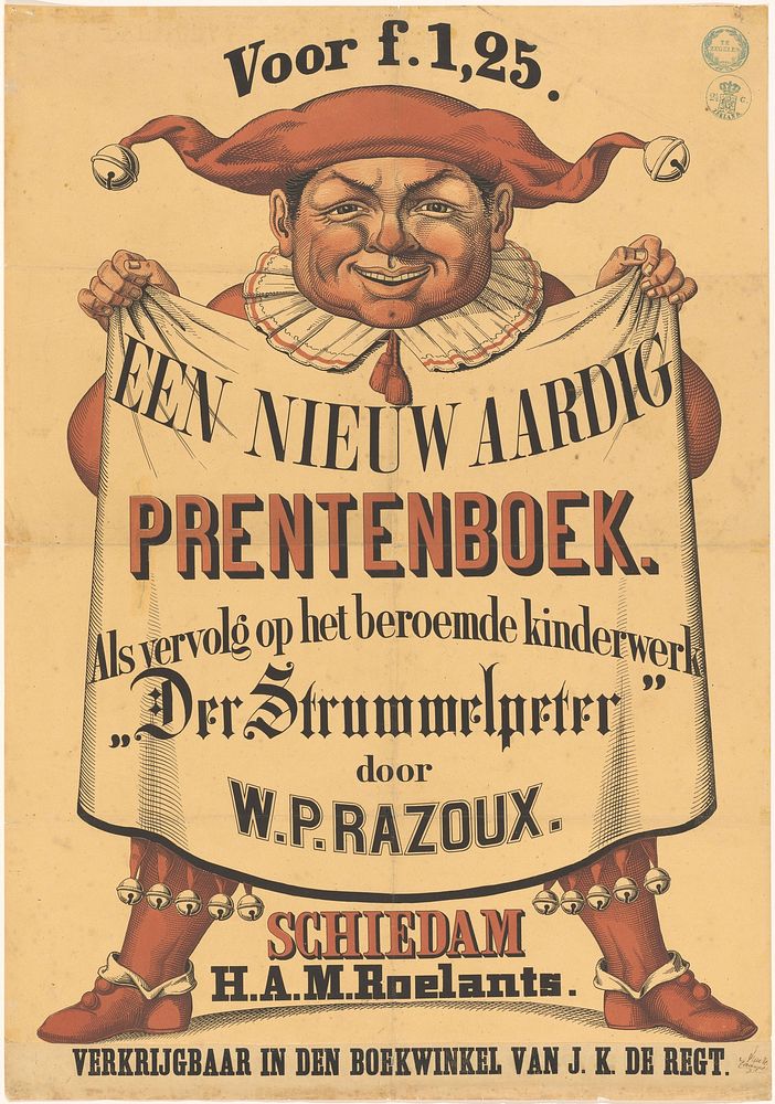 Affiche voor Een nieuw aardig prentenboek door Willem Paulus Razoux (c. 1849) by anonymous