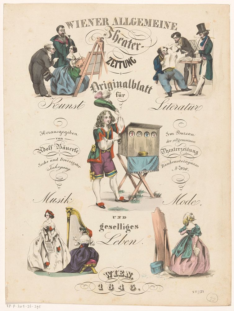 Vijf scènes op het gebied van kunst en cultuur (1843) by Andreas Geiger and Adolf Baüerle