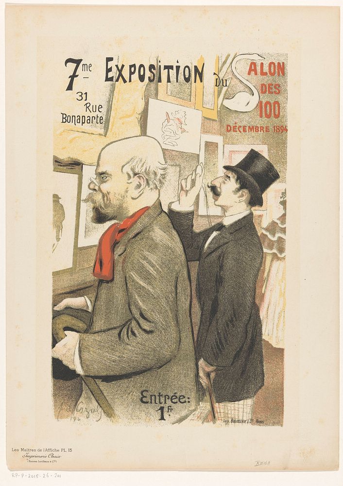 Advertentie voor de zevende expositie van de Salon des Cent (1895 - 1900) by anonymous, Frédéric Auguste Cazals, Bourgerie…