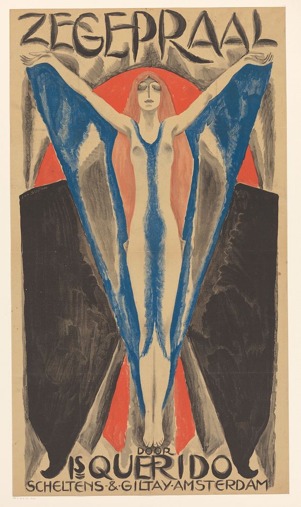 Affiche voor Zegepraal door Israël Querido (1923) by Jan Sluijters and Scheltens and Giltay