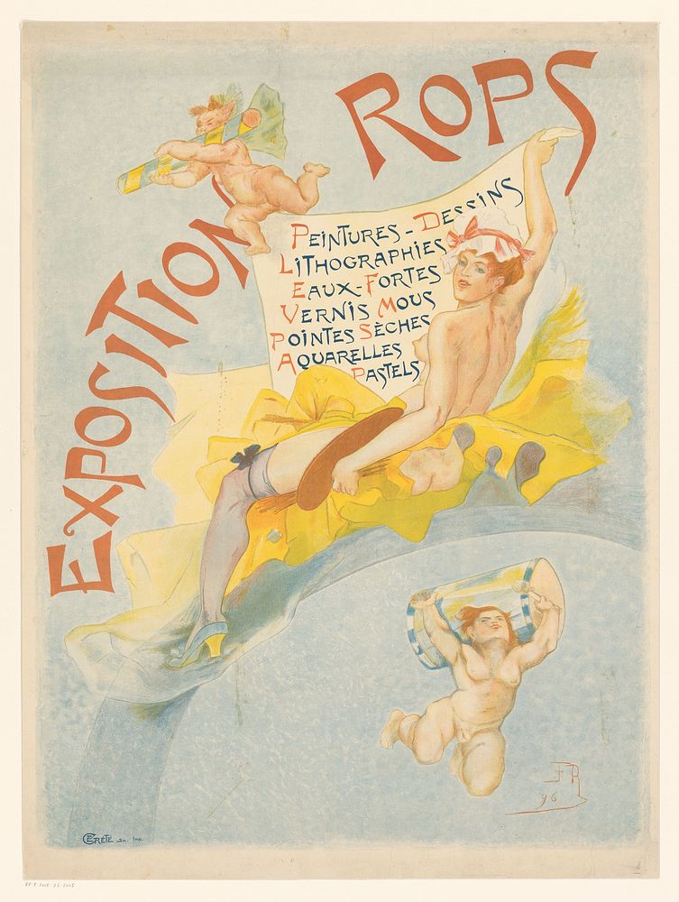 Affiche voor een expositie met werk van Felicien Rops (1896) by Imprimerie Crété, Félicien Rops and Imprimerie Crété