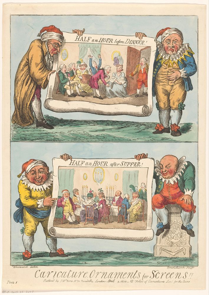 Gezelschap voor het diner en na souper (1800) by George Cruikshank, George Moutard Woodward and Samuel W Fores