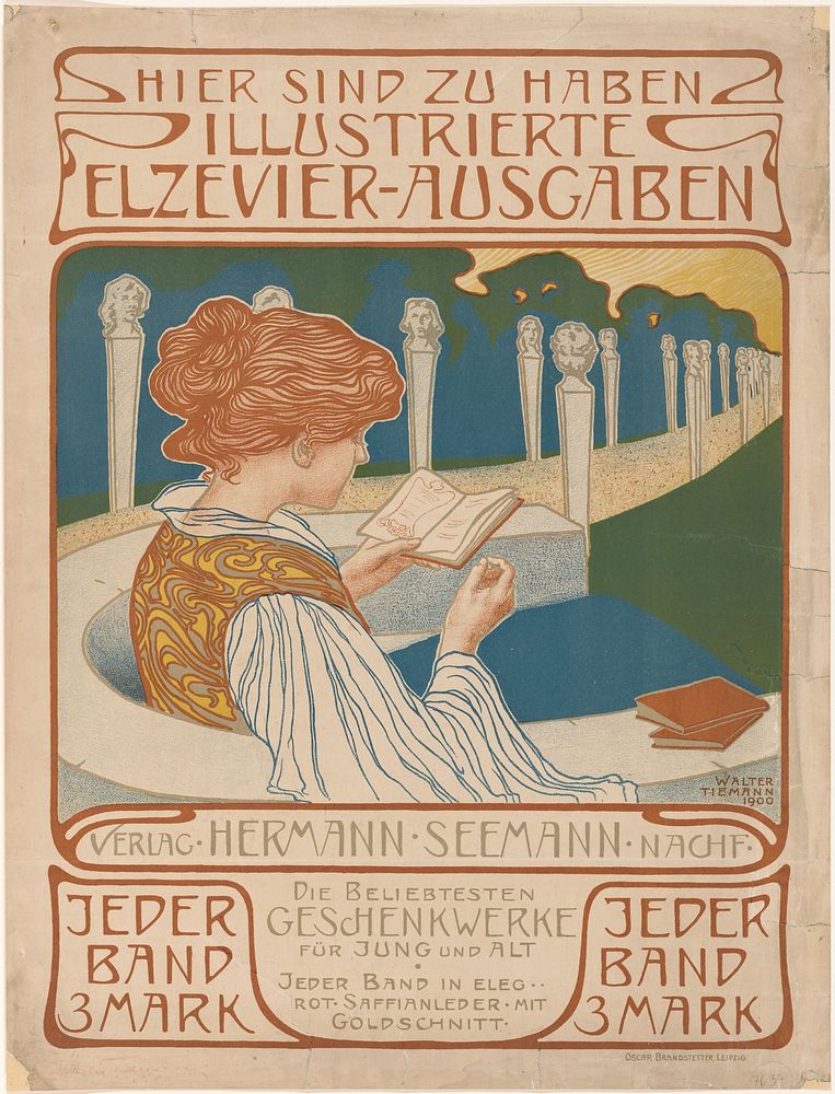 Affiche van uitgeverij Hermann Seemann Nachfolger (1900) by Walter Tiemann, Walter Tiemann, Oscar Brandstetter and Hermann…