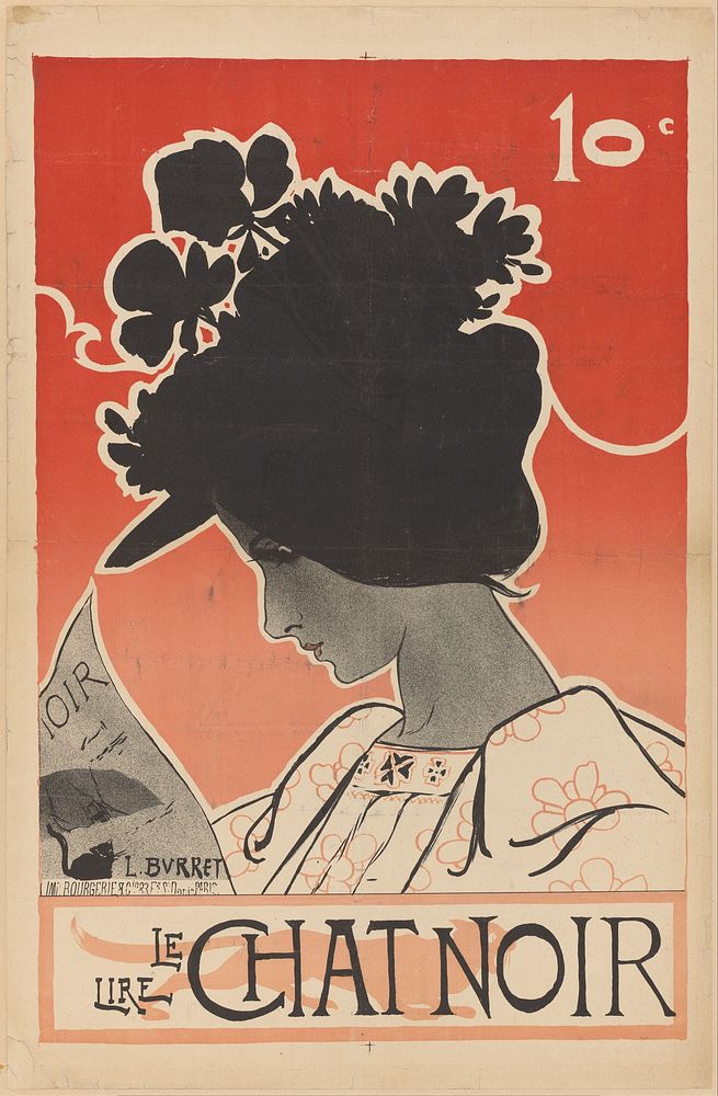 Affiche voor het tijdschrift Le Chat Noir (1882 - 1899) by Léonce Burret, Léonce Burret and Bourgerie and Cie