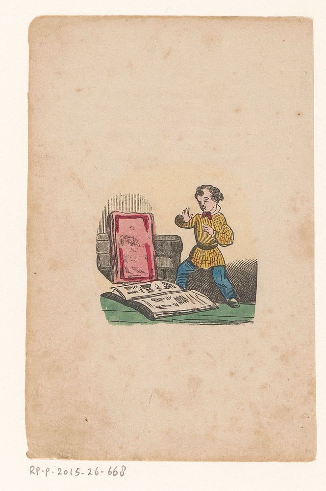 Jongen voor een opengeslagen boek (1800 - 1899) by anonymous