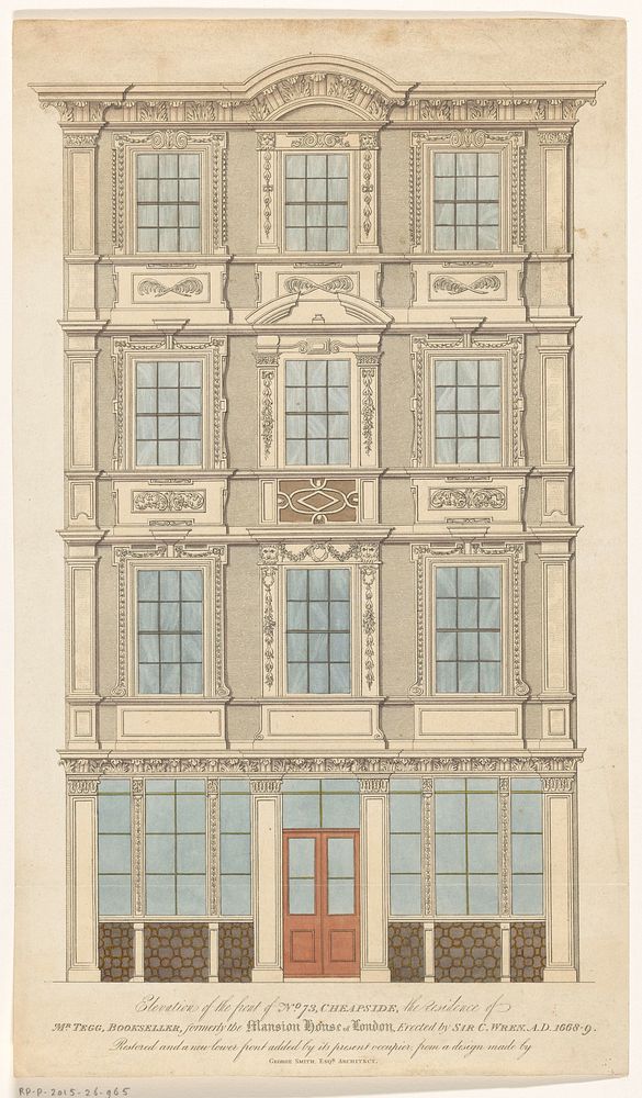 Gevel van het winkel van Thomas Tegg te Londen (1824 - 1846) by anonymous and George Smith