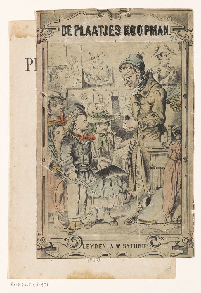 Vier kinderen bij een prenthandelaar (1858) by anonymous, Pieter Willem Marinus Trap and Albertus Willem Sijthoff