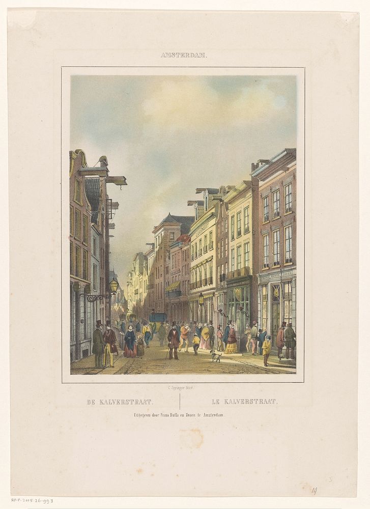 Gezicht op de Kalverstraat richting de Dam (c. 1850) by Cornelis Springer and Frans Buffa en Zonen