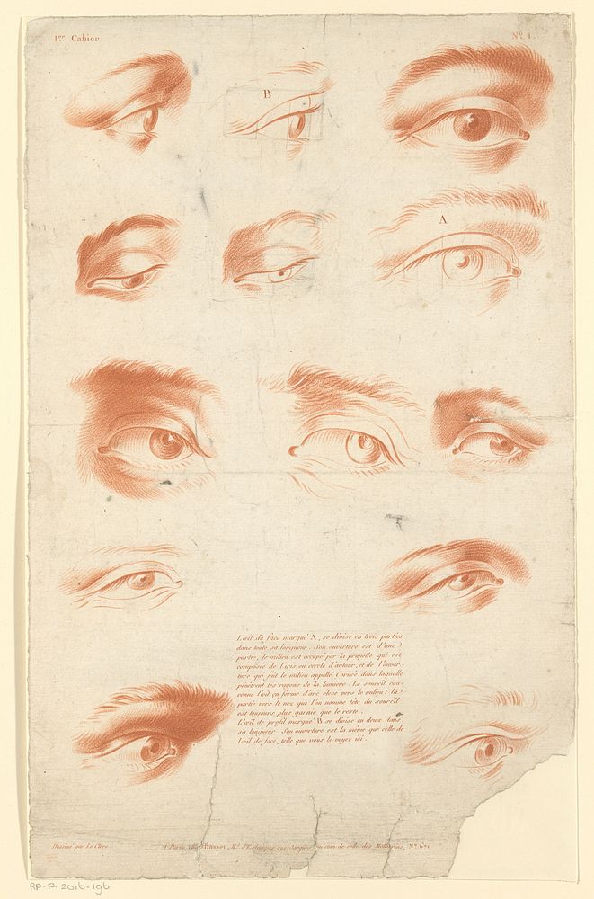 Dertien studies van ogen (1795 - 1819) by Carré, Pierre Thomas Le Clerc and Paul André Basset