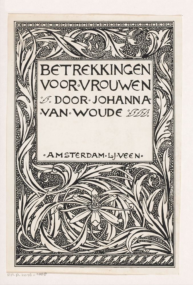 Bandontwerp voor: Johanna van Woude, Betrekkingen voor vrouwen, c. 1899-1910 (in or before 1899 - c. 1910) by anonymous and…
