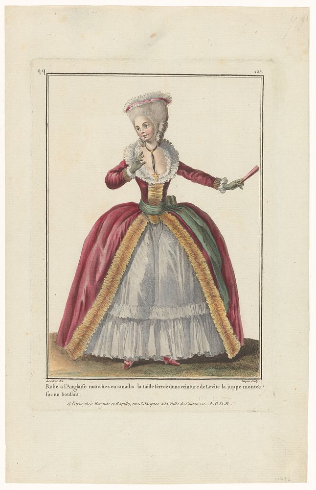 Gallerie des Modes et Costumes Français, 1782, qq. 233: Robe à l'Anglaise manches amadis (...) (1782) by Dupin, Pierre…