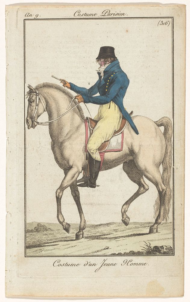 Kostuum van een jongeman (1800 - 1801) by anonymous