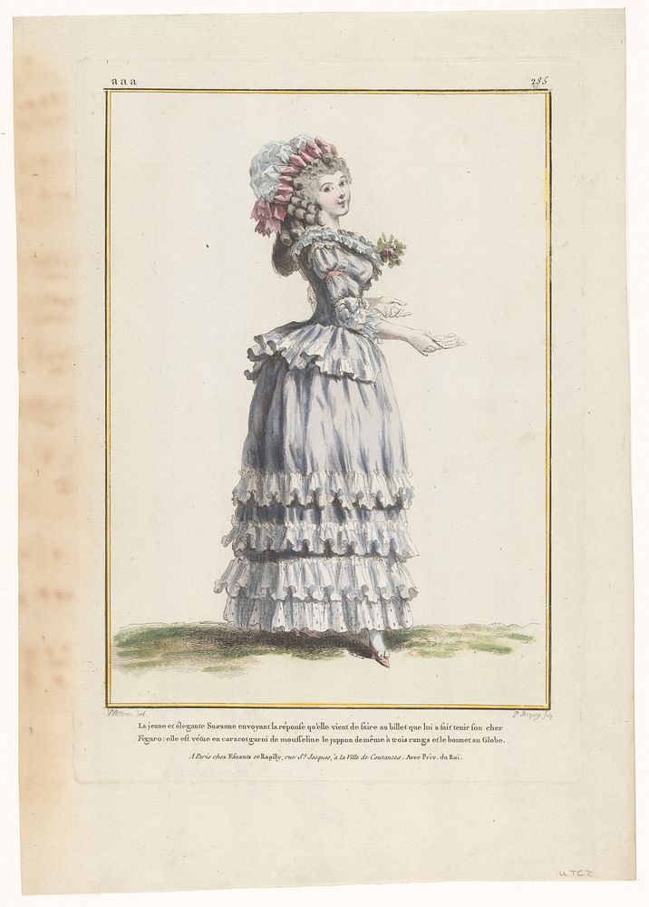 Gallerie des Modes et Costumes Français, 1785, aaa. 285: La belle et élegante Suzann (...) (1785) by Pierre Charles Baquoy…
