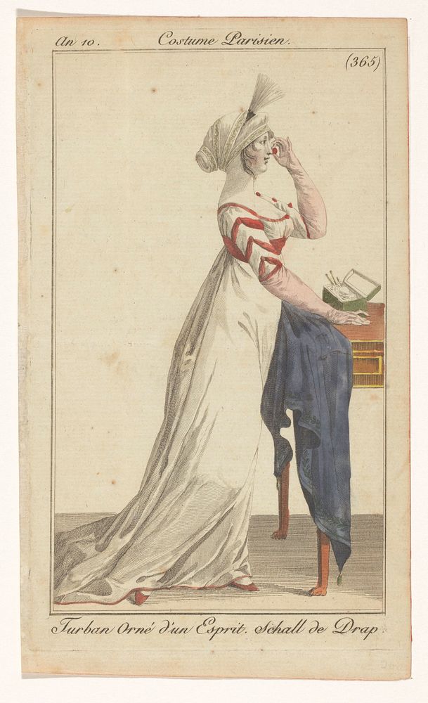Vrouw met tulband met pluim (1801 - 1802) by anonymous