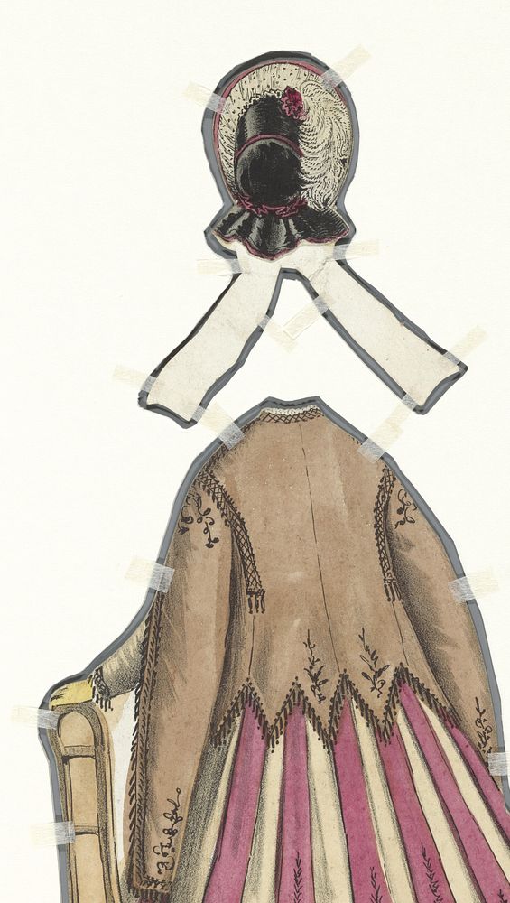 Achterzijde van een kapsel met muts voor een uitknippop (1825 - 1875) by anonymous, Lender and P de Plument