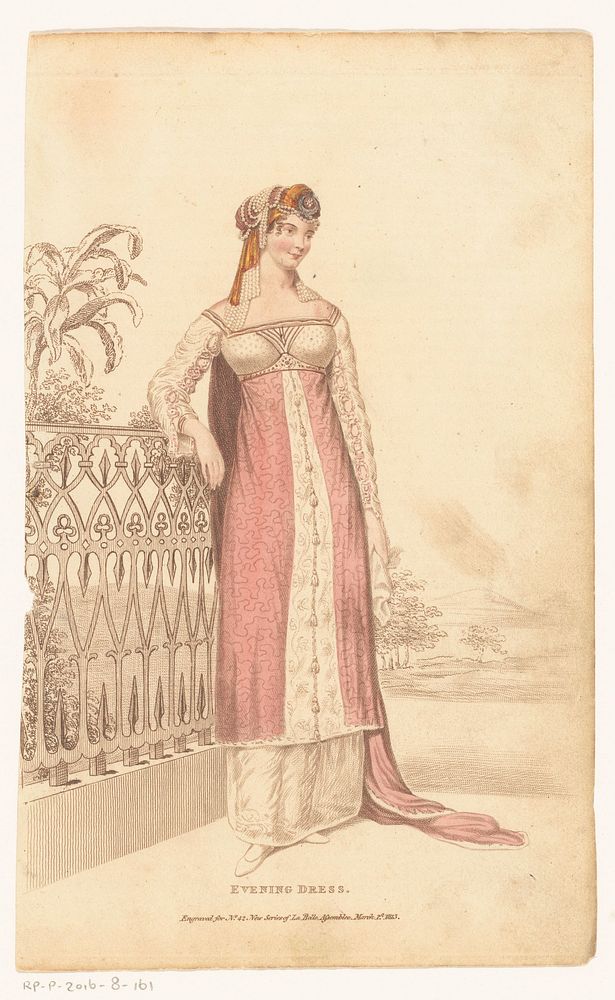 La Belle Assemblee, March 1 1813, No. 42 (New Series): Evening dress (1813) by anonymous