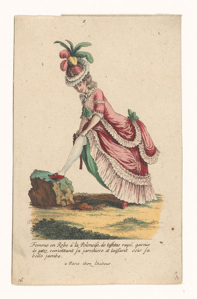 Gallerie des Modes et Costumes Français, nr...., kopie naar G.37: Femme en Robe à la Polonnois (...) (1785) by anonymous…