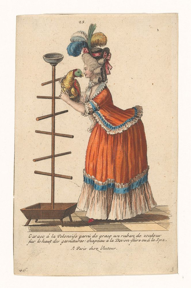 Gallerie des Modes et Costumes Français, nr. 23, kopie naar dd. 165: Caraco à la Polonois (...) (1780 - 1785) by anonymous…
