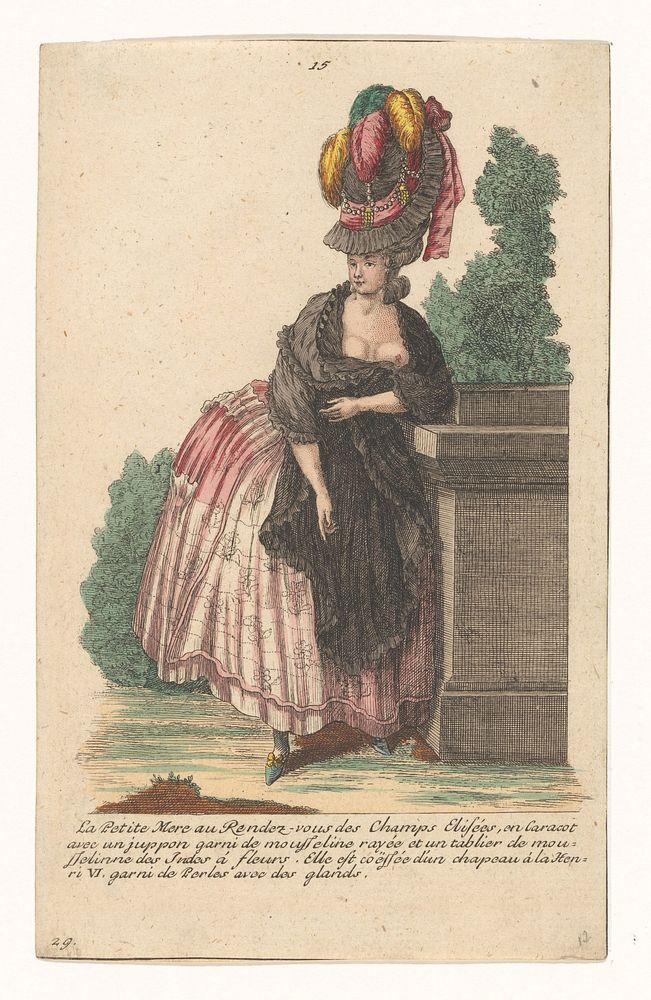 Gallerie des Modes et Costumes Français, nr. 15, kopie naar L. 63: La Petite Mère au Rendez-vous des Champs-Elysées (...)…