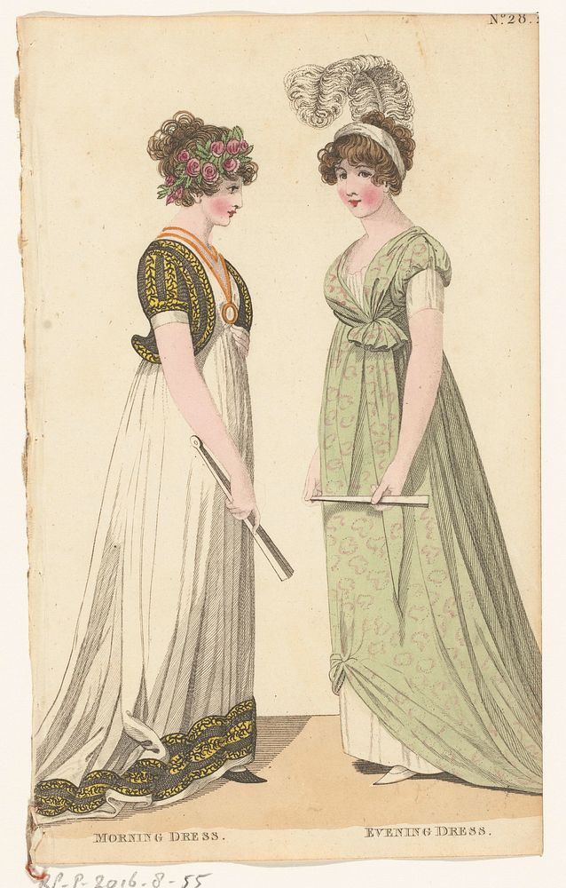 Magazine of Female Fashions of London and Paris, No. 28: Morning Dress; Evening Dress. (1798 - 1806) by Richard Phillips