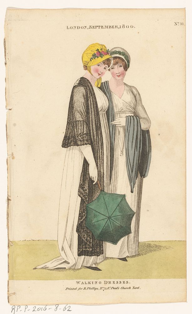Magazine of Female Fashions of London and Paris. No. 31: London, September, 1800: Walking Dresses (1800) by Richard Phillips