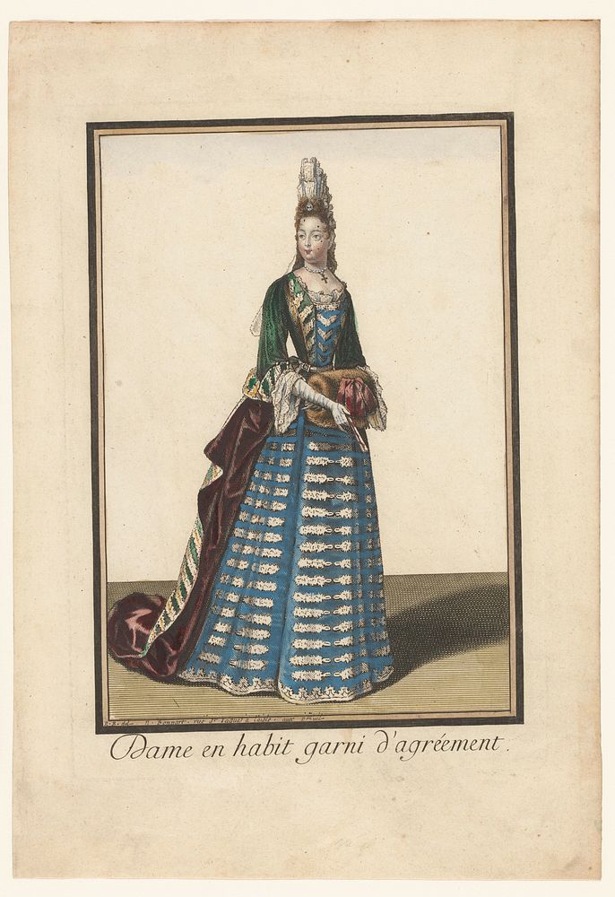 Dame en habit garni d’agréement (c. 1685 - c. 1690) by Robert Bonnart and Nicolas Bonnart