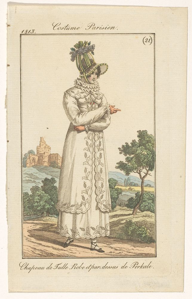 Vrouw buiten wandelend (1813) by anonymous