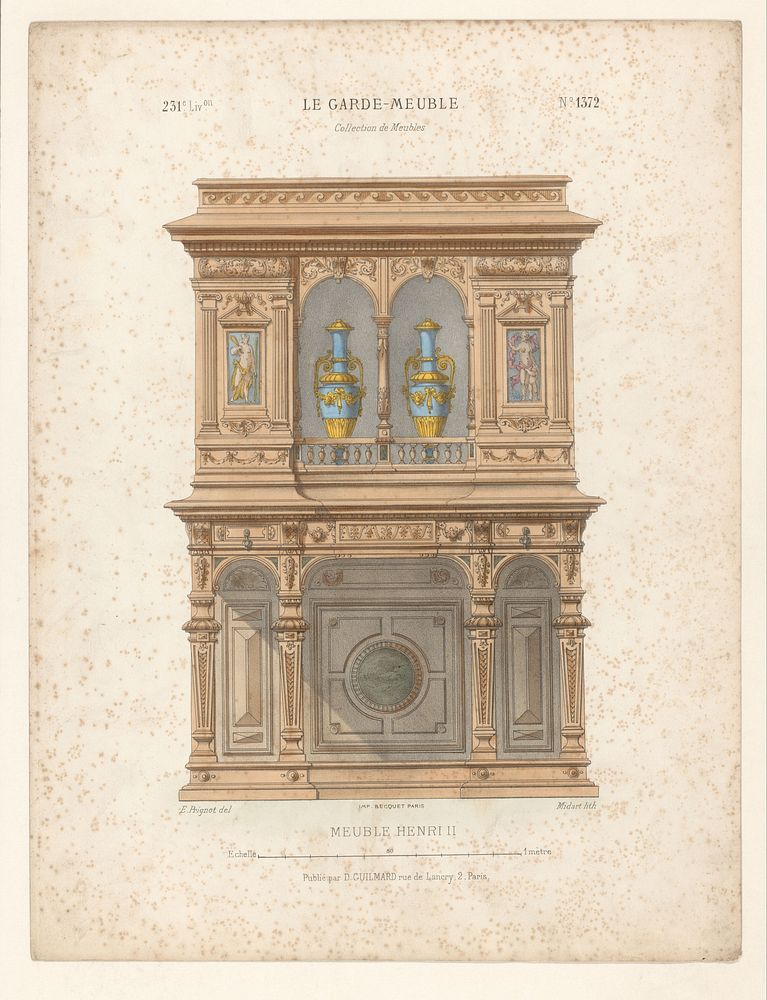 Kast met vazen (1839 - 1885) by Midart, Alexandre Eugène Prignot, Becquet and Désiré Guilmard