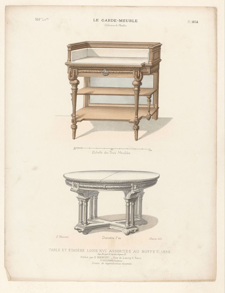 Kast en tafel (1885 - 1895) by Chanat, Becquet frères, Eugène Maincent and Désiré Guilmard