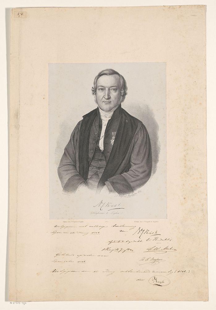 Portret van Nicolaas Christiaan Kist (1846) by Johann Peter Berghaus, Steendrukkerij C W Mieling and Pieter Engels uitgever