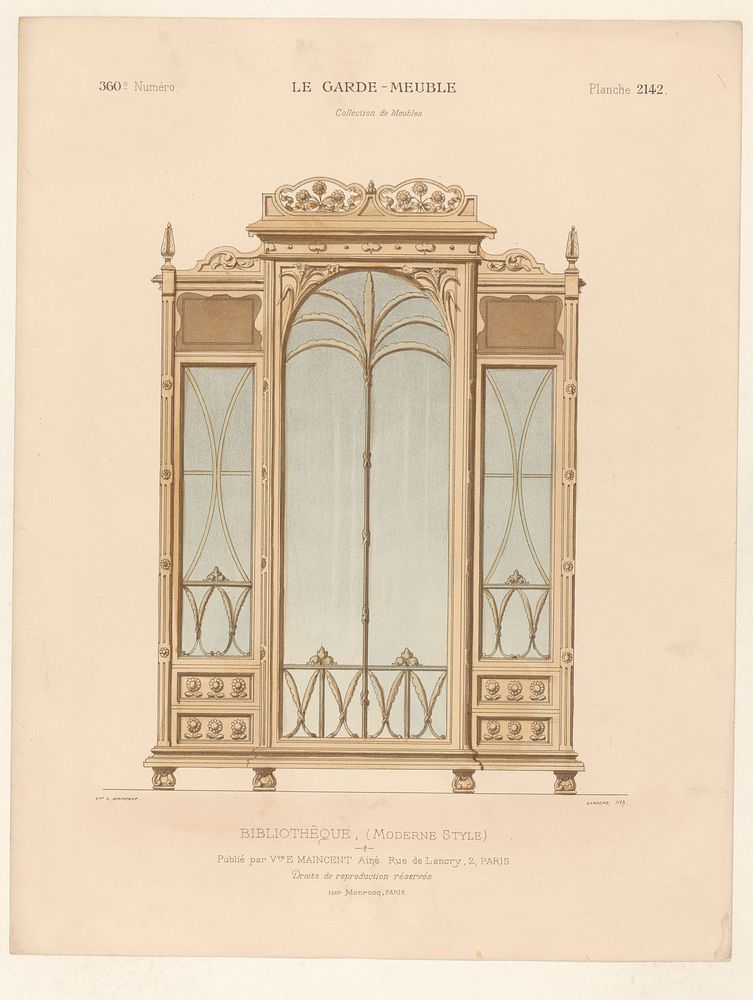 Boekenkast (1895 - 1935) by Léon Laroche, Monrocq and weduwe Eugène Maincent