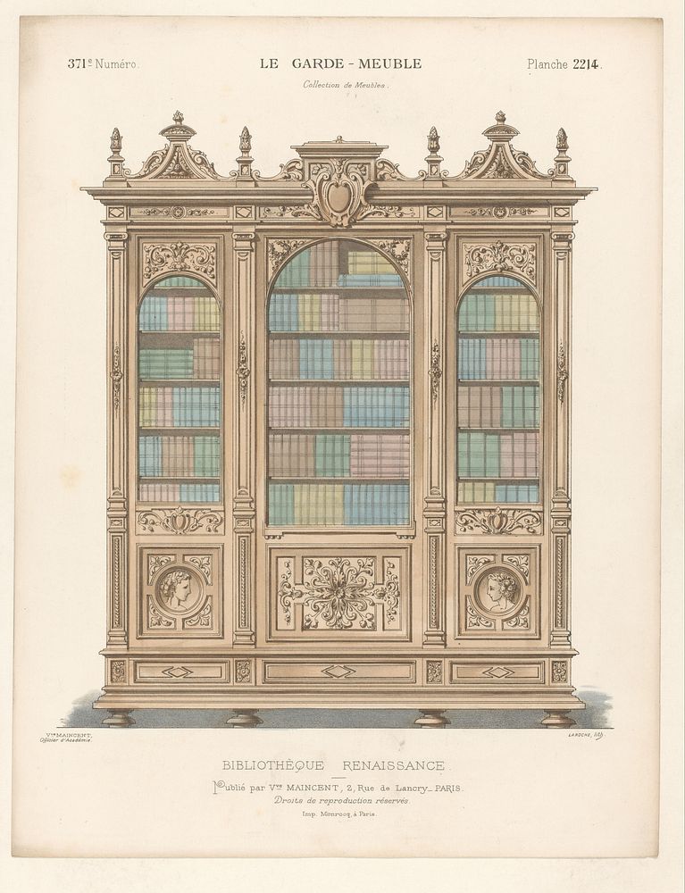 Boekenkast (1895 - 1935) by Léon Laroche, Monrocq and weduwe Eugène Maincent