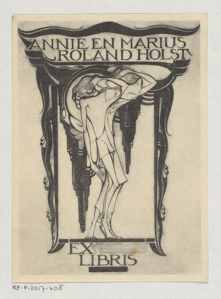 Ex libris van Annie en Marius Roland Holst (1925) by Willem Arondéus
