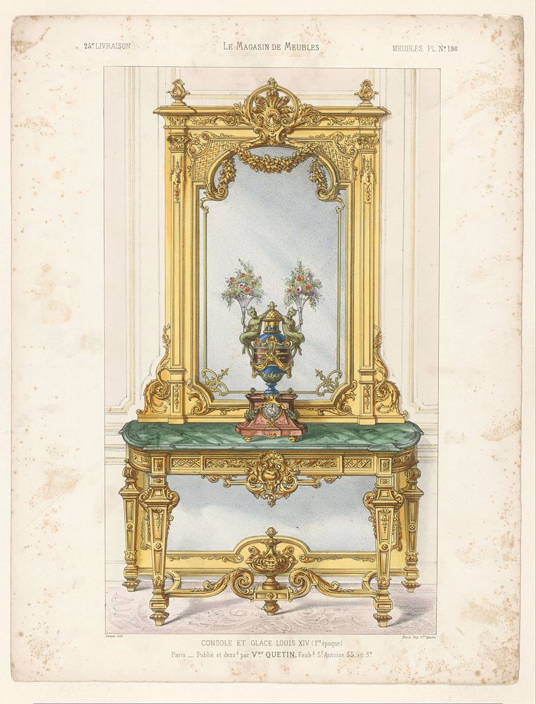Consoletafel met spiegel (1832 - 1877) by Zamor, Victor Joseph Quétin, Victor Joseph Quétin and Victor Joseph Quétin