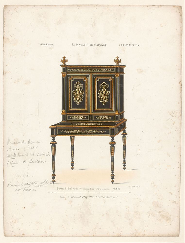 Bonheur du jour (1832 - 1877) by anonymous, Victor Joseph Quétin, Victor Joseph Quétin and Victor Joseph Quétin
