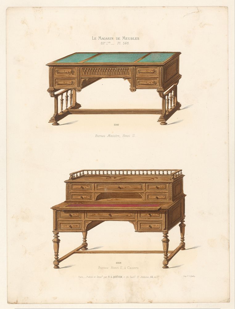 Twee bureaus (1878 - in or after 1904) by anonymous, Victor Léon Michel Quétin, Victor Léon Michel Quétin and Victor Léon…