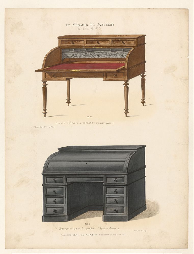 Twee bureaus (1878 - in or after 1904) by anonymous, Victor Léon Michel Quétin, Victor Léon Michel Quétin and Victor Léon…