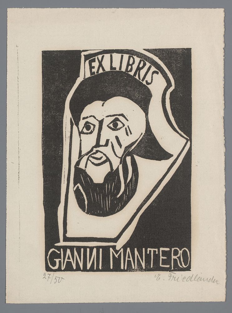 Ex libris van Gianni Mantero (1907 - 1985) by Erna Levy Friedländer