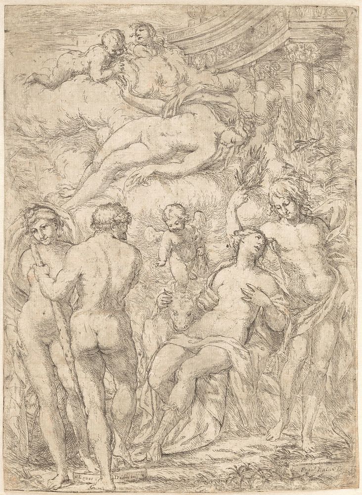 Allegorie met mythologische figuren (c. 1650 - c. 1705) by Giuseppe Diamantini and Francesco Balano