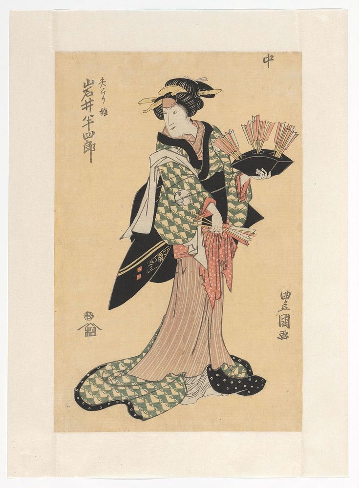 Oiwa holding arrows (c. 1818) by Utagawa Toyokuni I and Matsumura Tatsuemon