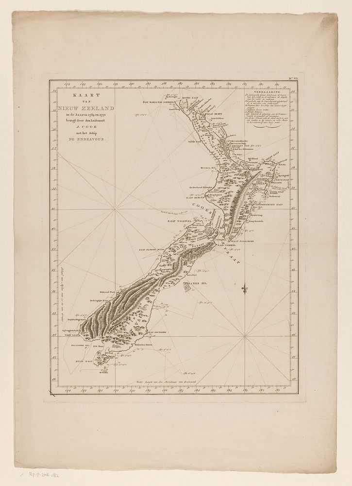 Kaart van Nieuw-Zeeland (1795 - 1809) by anonymous, Abraham en Jan Honkoop, Johannes Allart and Isaac van Cleef