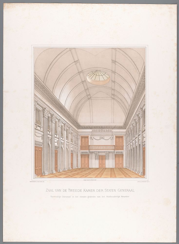 Gezicht op het interieur van de Zaal van de Tweede Kamer der Staten Generaal, op het Binnenhof (1879) by Stortenbeker and…
