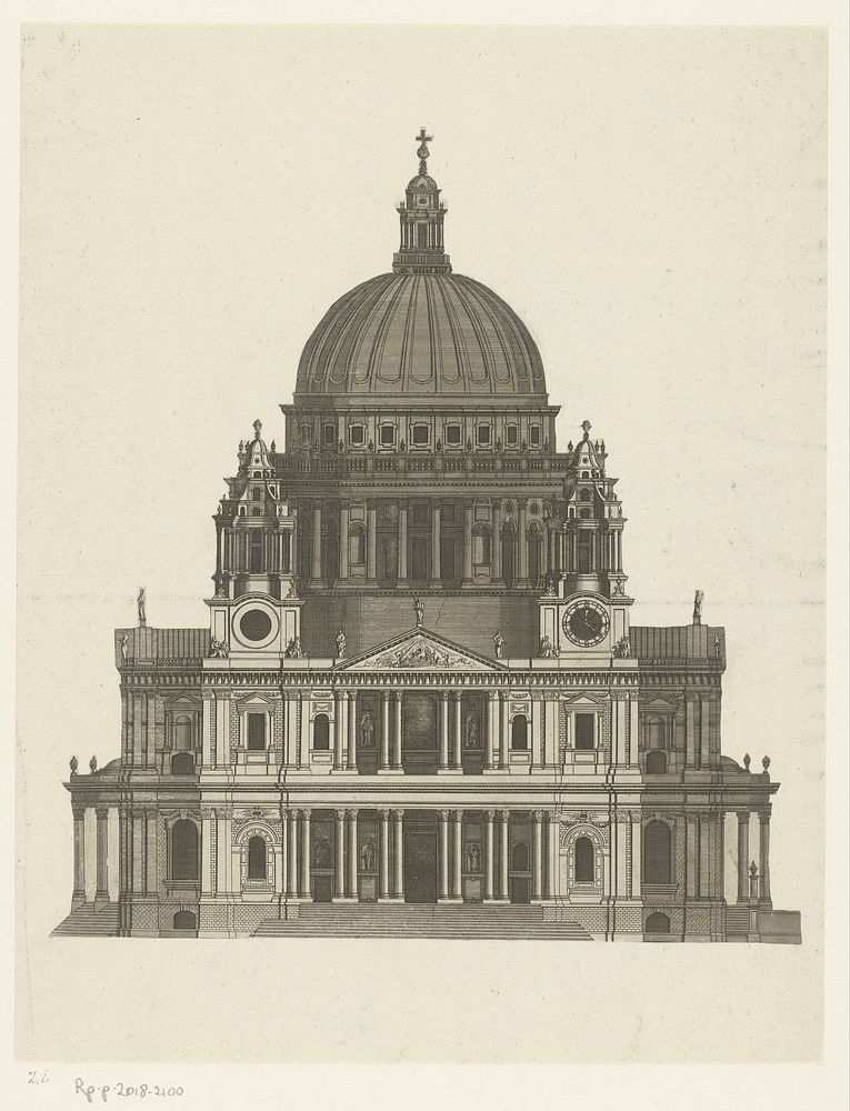 Gezicht op St Paul's Cathedral, te Londen (1710 - 1750) by anonymous