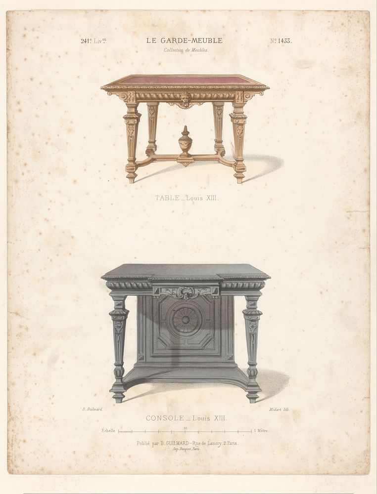 Tafel en consoletafel in de Lodewijk XIII-stijl (c. 1860 - c. 1880) by Midart, Désiré Guilmard, Becquet and Désiré Guilmard