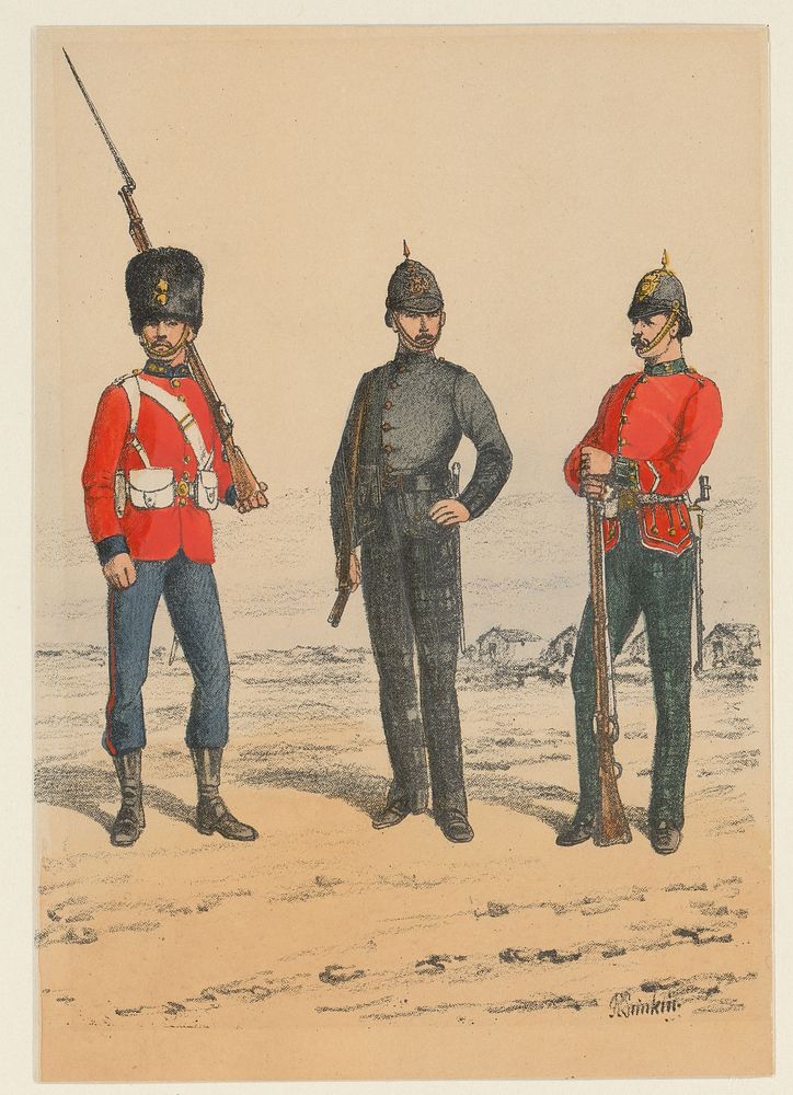 Drie Britse militairen (1875 - 1925) by Richard Simkin