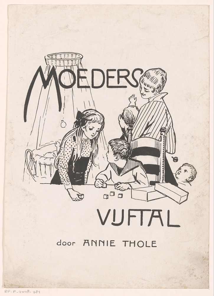 Bandontwerp voor: Annie Thole, Moeders vijftal, 1917 (in or before 1917) by anonymous